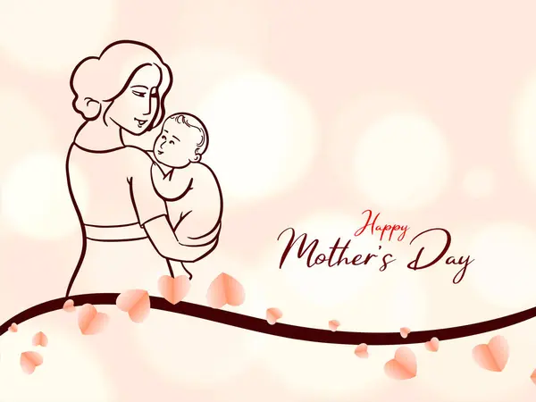Stylish Happy Mother Day Celebration Adorable Background Design Vector Vetores De Bancos De Imagens Sem Royalties