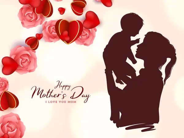 Happy Mother Day Card Mother Child Design Vector Stock Vector