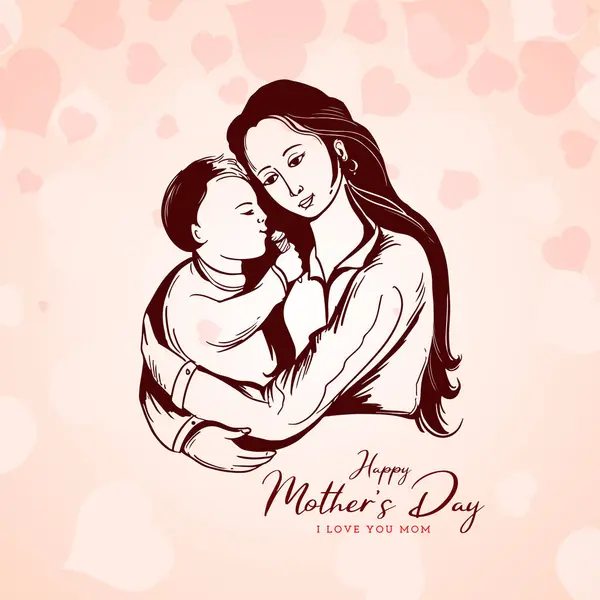 Happy Mother Day Celebration Joyful Greeting Card Illustration Vector Royalty Free Stock Vectors