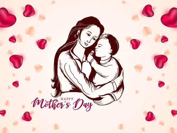 Happy Mother Day Celebration Joyful Greeting Card Illustration Vector Royalty Free Stock Illustrations