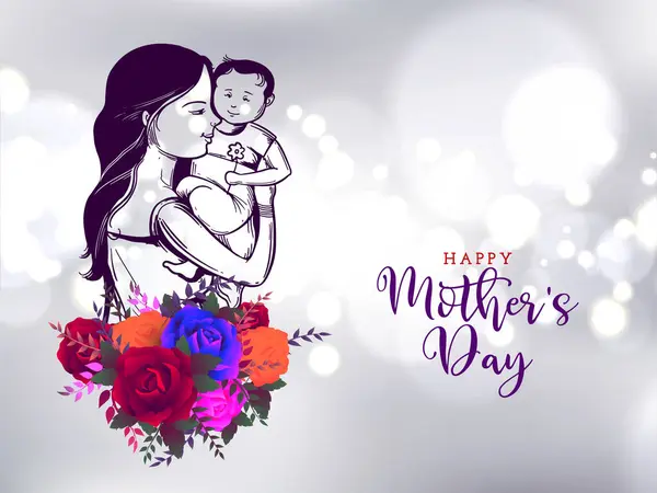 Happy Mother Day Celebration Background Flower Design Vector Stock Vector