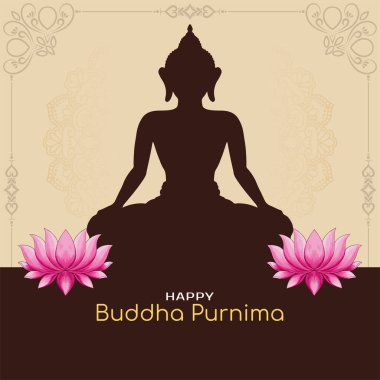 Mutlu Buda Purnima dini Hint festivali kutlama kartı vektörü