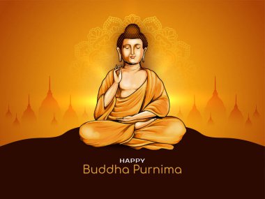 Mutlu Buda Purnima dini Hint festivali kutlama kartı vektörü