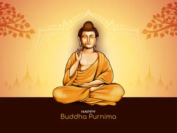 Krásný Šťastný Buddha Purnima Indický Festival Blahopřání Vektor Royalty Free Stock Vektory