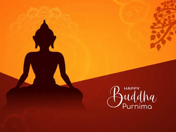 Bella Happy Buddha Purnima Festival Indiano Vettore Biglietto Auguri Vettoriale Stock