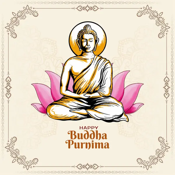 Glad Buddha Purnima Indisk Traditionell Festival Bakgrund Vektor Stockvektor
