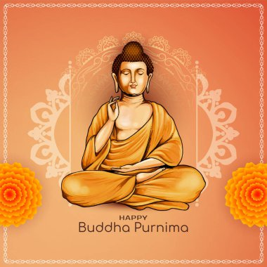 Güzel Mutlu Buddha Purnima dindar Hint zarif festival kartı vektörü