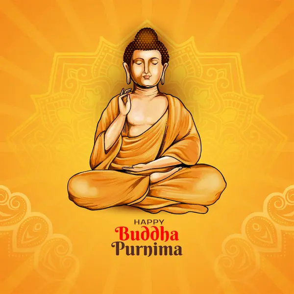 Happy Buddha Purnima Tradycyjny Indyjski Wektor Karty Festiwalowej Wektory Stockowe bez tantiem