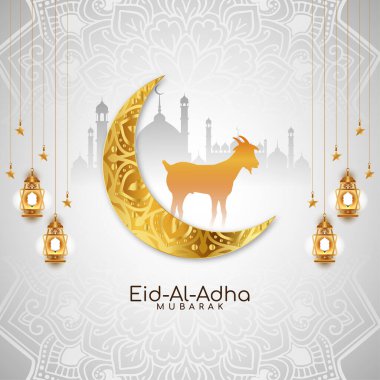 Dini Kurban Mübarek İslami festival kartı tasarım vektörü