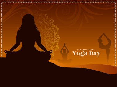 21 Haziran Uluslararası Yoga Günü güzel arka plan vektörünü selamlıyor