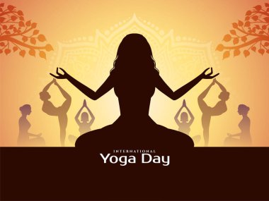 Uluslararası Yoga Günü modern dekoratif arka plan vektörünü kutladı