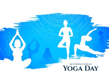 21 Haziran Uluslararası Yoga Günü güzel arka plan vektörünü selamlıyor