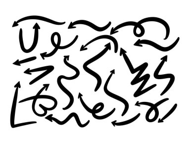 El çizimi modern çizgi karalama biçimi vektör kümesi vektörü