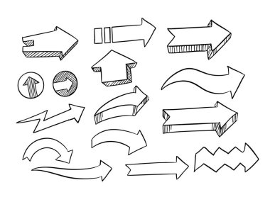 Dekoratif El çizilmiş sanat karalama biçimi vektör ok toplama vektörü