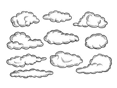 El çizimi bulut tasarımı çizim biçimi vektörü