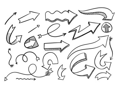 Dekoratif El çizilmiş sanat karalama biçimi vektör ok toplama vektörü