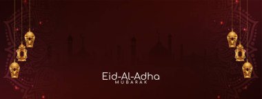 Zarif Kurban Mübarek geleneksel İslami festival bayrak tasarım vektörü