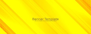 Modern çizgili desen parlak sarı pankart tasarım vektörü