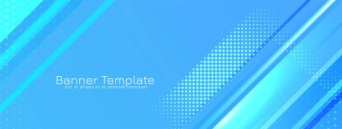 Modern parlak mavi çizgili desenli pankart tasarım vektörü