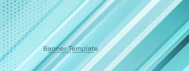 Modern açık mavi şerit desenli pankart tasarım vektörü