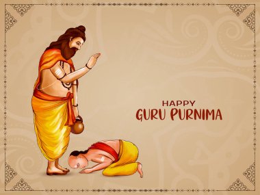 Mutlu Guru Purnima dini Hint festivali dekoratif arka plan vektörü