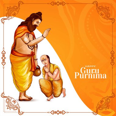 Kültürel Mutlu Guru Purnima Hint Festivali arka plan vektörünü selamlıyor