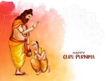 Mutlu Guru Purnima Hint dini festivali arka plan vektörünü selamlıyor
