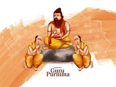 Kültürel Mutlu Guru Purnima Hint Festivali arka plan vektörünü selamlıyor