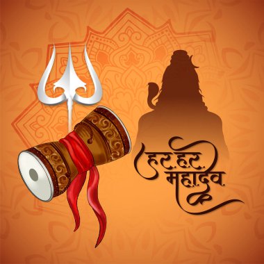 Har har mahadev text religious Lord Shiva Indian cultural card vector clipart