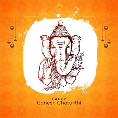Dindar Mutlu Ganesh Chaturthi Hint festivali kutlama kartı vektörü