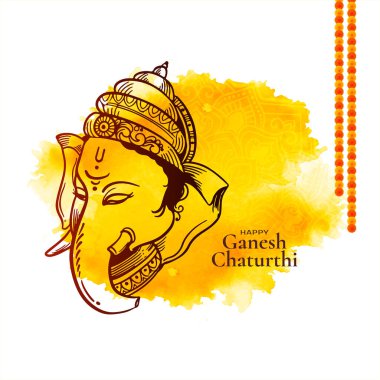 Dindar Mutlu Ganesh Chaturthi Hint festivali kutlama kartı vektörü