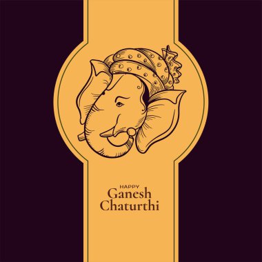 Güzel mutlu Ganesh Chaturthi Hint festivali tebrik kartı vektörü