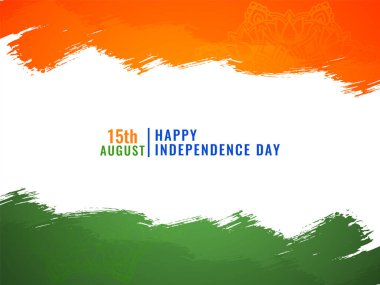 Bağımsızlık Günü vektörü için üç renkli Hint bayrağı temalı suluboya fırça darbesi tasarımı