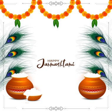 Beautiful Happy Janmashtami Indian traditional hindu festival background vector clipart