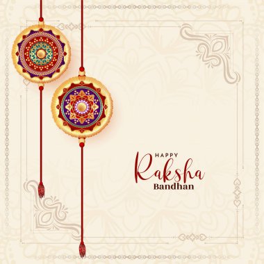 Mutlu Raksha Bandhan kültürel Hint festivali kartı vektörü