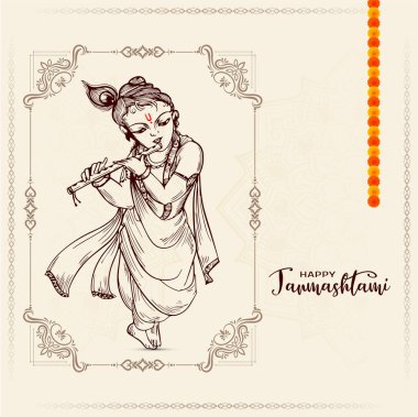 Güzel Mutlu Janmashtami kültürel Hint festivali arka plan tasarım vektörü