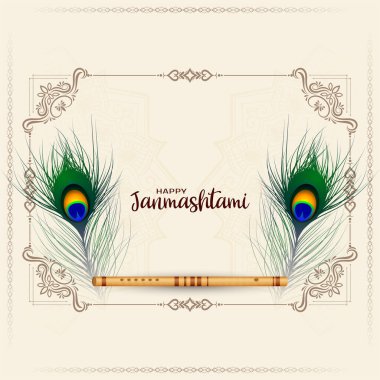 Mutlu Janmashtami Lordu Krishna doğum günü Hint festivali arka plan tasarım vektörü