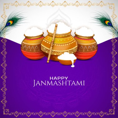 Geleneksel Mutlu Janmashtami Hint Festivali dekoratif arka plan vektörü