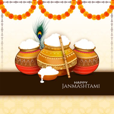 Cultural Happy Janmashtami Indian hindu festival celebration card vector clipart