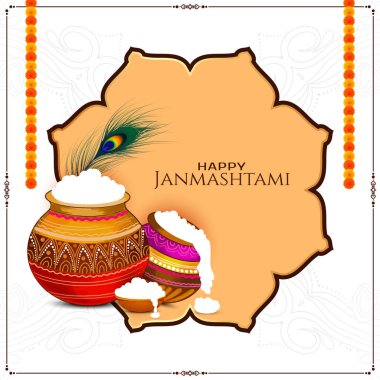 Mutlu janmashtami Hint dini festivali kutlama arka plan vektörü