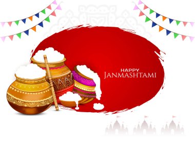 Happy Janmashtami Indian religious festival celebration background vector clipart