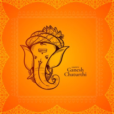 Mutlu Ganesh Chaturthi Hint festivali kutlama kartı tasarım vektörü