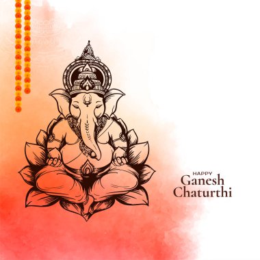 Mutlu Ganesh Chaturthi Hint festivali kutlama kartı tasarım vektörü