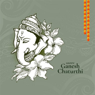 Güzel Mutlu Ganesh Chaturthi kültürel Hint festivali kart vektörü