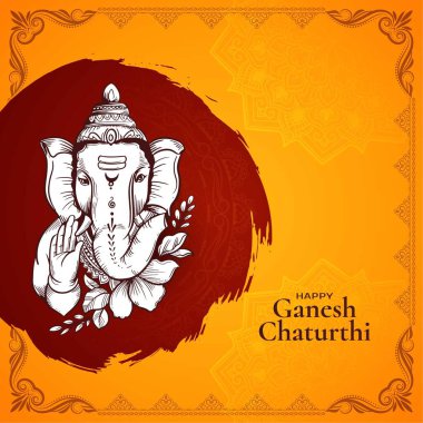 Güzel Mutlu Ganesh Chaturthi kültürel Hint festivali kart vektörü