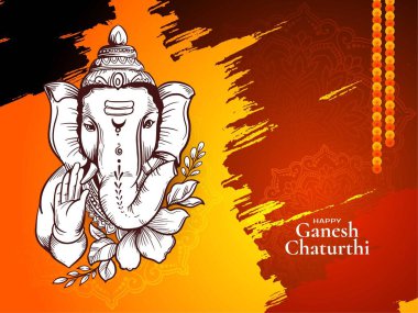 Güzel Mutlu Ganesh Chaturthi kültürel Hint festivali kart vektörü