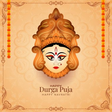Mutlu Durga puja ve Navratri dini festival arka plan vektörü