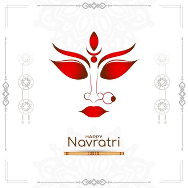 Mutlu Navratri ve Durga puja geleneksel festival arka plan vektörünü selamlıyor