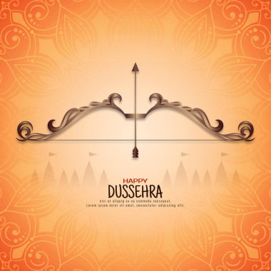 Güzel Mutlu Dussehra Hint festivali arka plan tasarım vektörünü selamlıyor