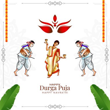 Mutlu Navratri ve Durga puja geleneksel festival arka plan vektörü